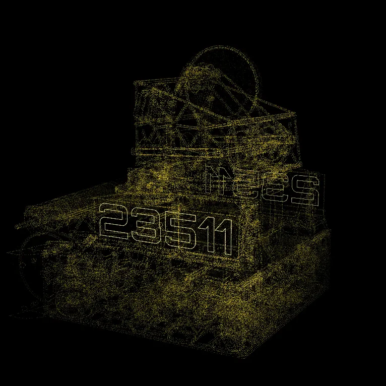 Cypher, the team's robot, drawn in dots.